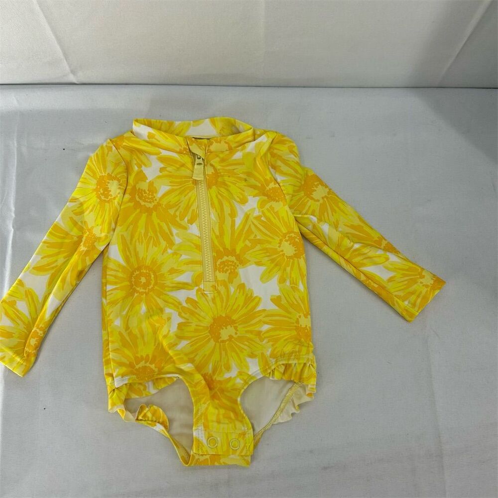 Carter's Baby Girls Sunflower Long Sleeve Rash Guard Swimsuit Yellow Size 6M